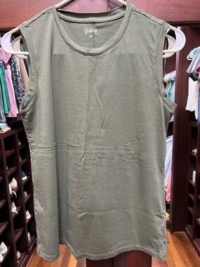 Quince XS Olive Green Sleeveless Cotton Tank